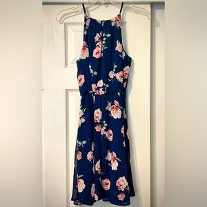 Blue Rain Size Small. Halter style floral dress.